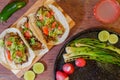 Mexican tacos, grilled carne asada with copy space Royalty Free Stock Photo