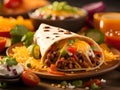 mexican tacos with meat, corn and beans on a plate