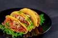 Mexican tacos with vegetables vegetarian wrap sandwich Royalty Free Stock Photo