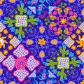 Mexican talavera ceramic tile pattern. Cute naive art items. Royalty Free Stock Photo