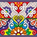 Mexican vector seamless pattern, traditional Talavera pottery or ceramics style from Mexico textile or fabric print design