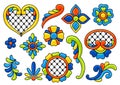 Mexican talavera set. Decoration with ornamental flowers. Background with mexican talavera pattern. Decoration with Royalty Free Stock Photo