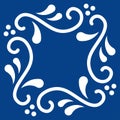 Mexican talavera tile pattern. Ornament in traditional style from Puebla in classic blue and white. Floral ceramic tile