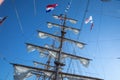 Mexican tall ship CUAUHTEMOC with huge mast and dutch flag