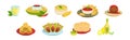 Mexican Tasty Food and Spicy Dish Served Vector Set Royalty Free Stock Photo