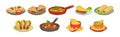 Mexican Tasty Food and Spicy Dish Served Vector Set Royalty Free Stock Photo