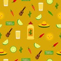 Mexican tequila background. Seamless pattern. Vector illustration.