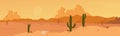 Mexican, Texas or Arisona desert nature wide panorama landscape Royalty Free Stock Photo
