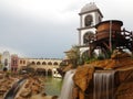 Mexican setting with log flume ride motion blur