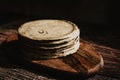 Mexican tortilla corn cob maize on wooden table in Mexico Royalty Free Stock Photo