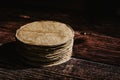 Mexican tortilla corn cob maize on wooden table in Mexico Royalty Free Stock Photo