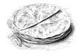 Mexican tortilla hand drawn engraving sketch Restaurant business concept Royalty Free Stock Photo