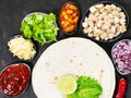 Mexican tortilla with mix of ingredients Royalty Free Stock Photo