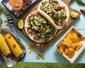 Mexican tortillas with beef steak and salad Royalty Free Stock Photo