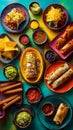 Mexican Traditional Assorted Vibrant Taco Platter Royalty Free Stock Photo