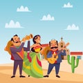 Mexican traditional culture icon cartoon