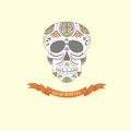 Mexican traditional holiday Day of the memory of died of relatives doodle stylized sugar skull