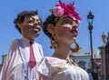 Mexican traditional Mojigangas characters, Diego Rivera y Frida Kahlo homage. Royalty Free Stock Photo