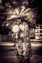 Mexican traditional musician performing on street