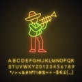 Mexican with trumpet neon light icon Royalty Free Stock Photo