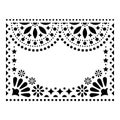 Mexican vector design elements, traditional folk art patterns from Mexico, black and white greeting card on wedding party invitati Royalty Free Stock Photo