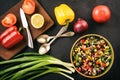 Mexican vegetable salad with black bean- cowboy caviar. Royalty Free Stock Photo