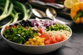 Mexican vegetable salad with black bean- cowboy caviar. Royalty Free Stock Photo