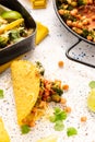 Mexican Vegetarian Taco with Broccoli. Take Away Lunchbox Brunch