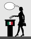 Mexican voter female voting for election in Mexico with thought
