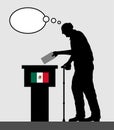 Mexican voter old man voting for election in Mexico with thought