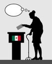 Mexican voter old woman voting for election in Mexico with thought bubble