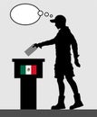 Mexican voter young man voting for election in Mexico with thought bubble