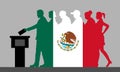 Mexican voters crowd silhouette like Mexico flag by voting for e