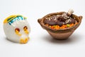 Mexican White Calaverita de azucar chocolate and Pollo Con Mole Candy