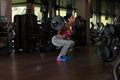 Mexican Woman Doing Exercise Barbell Squat Royalty Free Stock Photo