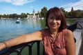 Mexican Woman Enjoying Park of Retirement in Madrid Spain Royalty Free Stock Photo