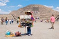 Mexican woman selling typical souvenirs at the Teotihuacan archaeological site in Mexico