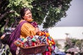 Mexican woman with traditional dress selling handcrafts Royalty Free Stock Photo