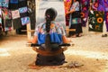 Mexican woman working loom in Chiapas Mexico