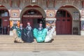 mexican women pose for the day of the dead in western clothes at the stockyards in Fort Worth, Texas, USA