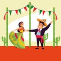 Mexicans cinco de mayo cartoon Royalty Free Stock Photo