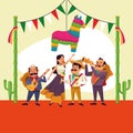 Mexicans cinco de mayo cartoon Royalty Free Stock Photo