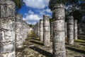 A group of thousands of columns in the ancient Mayan city Royalty Free Stock Photo