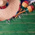 Mexico background mexican sombrero cinco de mayo festival border maracas Royalty Free Stock Photo