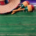 Mexico background sombrero maracas cinco de mayo border square format Royalty Free Stock Photo