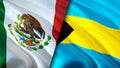 Mexico and Bahamas flags. 3D Waving flag design. Mexico Bahamas flag, picture, wallpaper. Mexico vs Bahamas image,3D rendering. Royalty Free Stock Photo