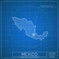Mexico blueprint map template with capital city. Royalty Free Stock Photo