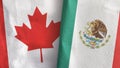 Mexico and Canada two flags textile cloth 3D rendering Royalty Free Stock Photo