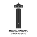 Mexico, Cancun, Gran Puerto travel landmark vector illustration