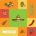 Mexico Squared Doodle Vector Concept